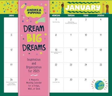 portada Dream big Dreams: Inspiration and Organization for 2025: A Magnetic Monthly Calendar for a Fridge, Wall, or Desk (en Inglés)