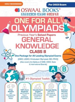 portada Oswaal One For All Olympiad Previous Years' Solved Papers, Class-8 General Knowledge Book (For 2023 Exam) (en Inglés)