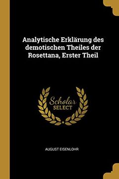 portada Analytische Erklärung Des Demotischen Theiles Der Rosettana, Erster Theil (en Alemán)