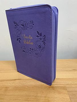 portada Biblia Para Mujer Letra Grande Tamaño Manual Reina Valera 1960 Morado Simipiel 12 Puntos Indice Cierre