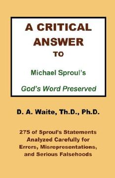 portada a critical answer to michael sproul's god's word preserved