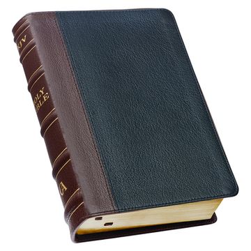 portada KJV Study Bible, Large Print Premium Full Grain Leather - Thumb Index, King James Version Holy Bible, Black/Burgundy (en Inglés)