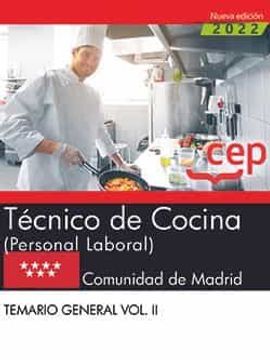 portada Técnico de Cocina (Personal Laboral). Comunidad de Madrid. Temario General. Vol. Ii