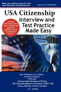 portada usa citizenship interview and test practice made easy (en Inglés)