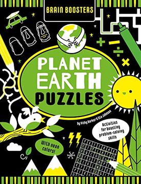 portada Brain Boosters Planet Earth Puzzles (With Neon Colors): Activities for Boosting Problem-Solving Skills (en Inglés)