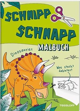portada Schnipp Schnapp Malbuch. Dinosaurier. Was Steckt Dahinter? (en Alemán)