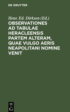 portada Observationes ad Tabulae Heracleensis Partem Alteram, Quae Vulgo Aeris Neapolitani Nomine Venit (en Latin)