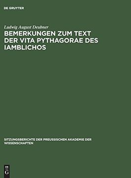 portada Bemerkungen zum Text der Vita Pythagorae des Iamblichos (en Alemán)