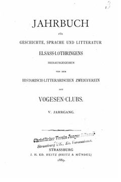 portada Jahrbuch für Geschichte, Sprache und Litteratur Elsass-Lothringens (in German)