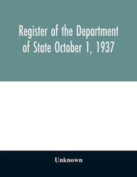 portada Register of the Department of State October 1, 1937 (en Inglés)