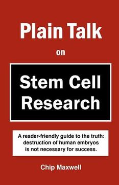 portada plain talk on stem cell research (en Inglés)