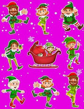 portada Christmas Holiday Sticker Album Dancing Elves: 100 Plus Pages For PERMANENT Sticker Collection, Activity Book For Boys and Girls - 8.5 by 11 (in English)
