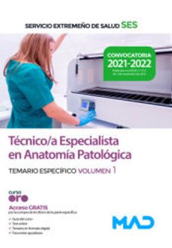 portada Técnico/A Especialista en Anatomía Patológica. Temario Específico Volumen 1. Servicio Extremeño de Salud (Ses)