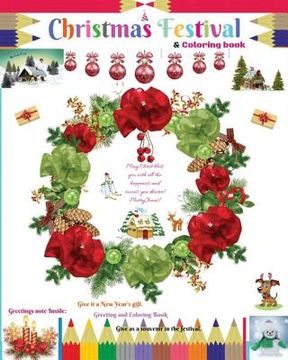 portada Christmas Festival: A Coloring Book with Modern Ideas Beautiful Cover Design Bright Colors and Greetings Every Page for Christmas Festival (in English)