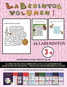 portada Imprimibles Para Preescolar (Laberintos - Volumen 1): (25 Fichas Imprimibles con Laberintos a Todo Color Para Niños de Preescolar