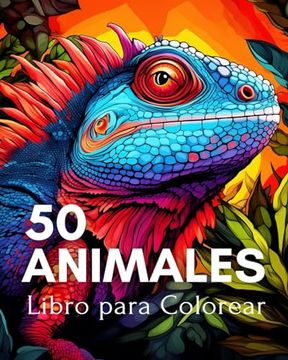 portada Libro para Colorear 50 Animales: Páginas Fáciles para Colorear con Animales de la Granja, Criaturas del Mar