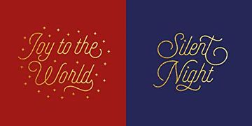 portada Gold Text 10-Pack Christmas Cards: Joy to the World and Silent Night (en Inglés)