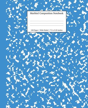 portada Marbled Composition Notebook: Blue Marble Wide Ruled Paper Subject Book (School Essentials) (en Inglés)