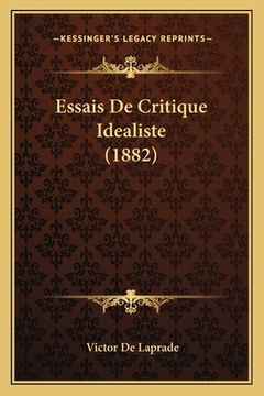portada Essais De Critique Idealiste (1882) (en Francés)