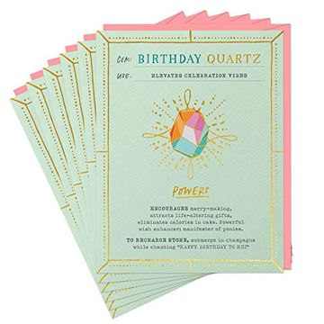 portada 6-Pack em & Friends Birthday Quartz Fantasy Stone Greeting Cards and Envelopes (no Pin) & Happy Birthday Greeting Cards and Envelopes (in English)