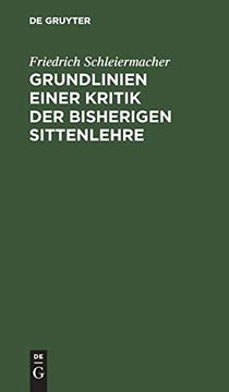 portada Grundlinien Einer Kritik der Bisherigen Sittenlehre (en Alemán)