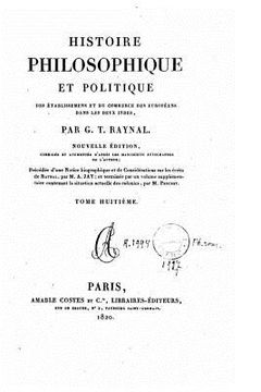 portada Histoire philosophique et politique des établissemens et du commerce des européens dans les deux Indes (in French)