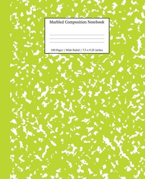 portada Marbled Composition Notebook: Green Marble Wide Ruled Paper Subject Book 