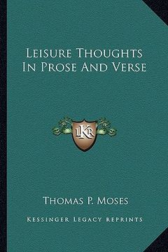 portada leisure thoughts in prose and verse