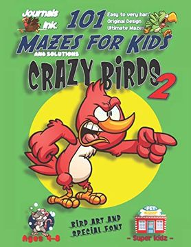 portada 101 Mazes for Kids 2: Super Kidz Book. Children - Ages 4-8. Angry Cartoon red Bird Green w Custom art Interior. 101 Puzzles With. Time! (Superkidz - Birds 101 Mazes for Kids) 