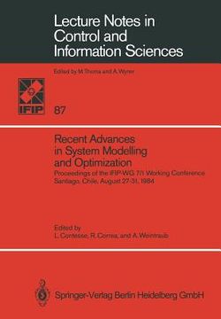 portada recent advances in system modelling and optimization: proceedings of the ifip-wg 7/1 working conference, santiago, chile, august 27 - 31, 1984