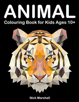 portada Animal Colouring Book for Kids Ages 10+: Polygon Colouring Book With Wolf, Shark, Owl, cat and dog (Kids Coloring Book)