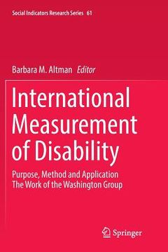 portada International Measurement of Disability: Purpose, Method and Application (en Inglés)