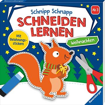 portada Ravensburger Schnipp-Schnapp Schneiden Lernen Weihnachten - Schneiden und Kleben ab 3 Jahren - Block mit Belohnungsstickern und Profi-Urkunde - Perforierte Seiten (en Alemán)