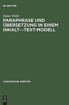 portada Paraphrase und Übersetzung in Einem Inhalt↔Text-Modell (Linguistische Arbeiten) (en Alemán)