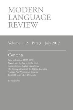 portada Modern Language Review (112: 3) July 2017 (in English)