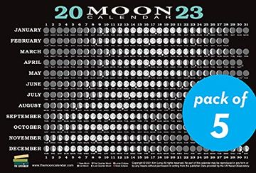 portada 2023 Moon Calendar Card (5 Pack): Lunar Phases, Eclipses, and More! (libro en Inglés)