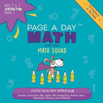 portada Page a Day Math Subtraction Book 7: Subtracting 7 from the Numbers 7-19