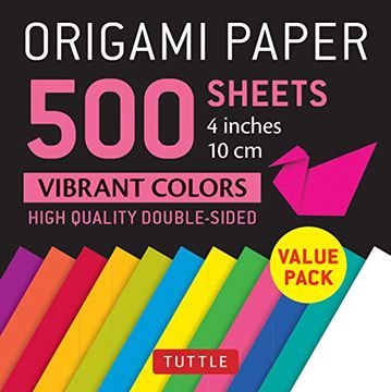 portada Origami Paper 500 Sheets Vibrant Colors 4" (10 Cm): Tuttle Origami Paper: High-Quality Double-Sided Origami Sheets Printed With 12 Different Colors 