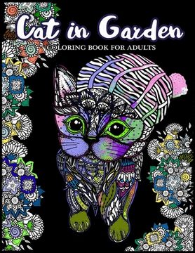 portada Cat in Garden Coloring Book For Adults: Cats with their hats and Floral in the Garden Theme