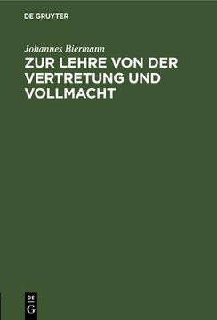 portada Zur Lehre von der Vertretung und Vollmacht (in German)