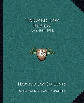 portada harvard law review: june 1918 (1918) (in English)