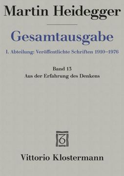 portada Martin Heidegger, Aus Der Erfahrung Des Denkens (1910-1976) (en Alemán)