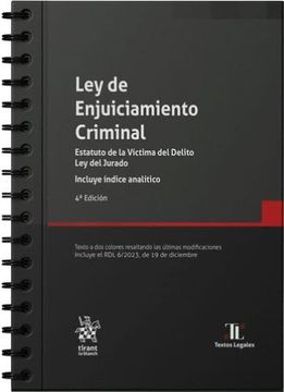 portada Ley de Enjuiciamiento Criminal. Estatuto de la Víctima del Delito ley del Jurado 4ª Edición 2024 con Anillas (in Spanish)