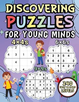 portada Discovering Puzzles For Young Minds 240 Easy To Hard Levels (en Inglés)
