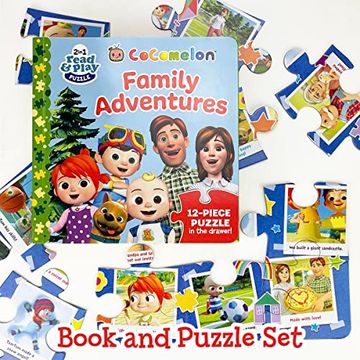 portada Cocomelon Board Book and 12 Large Piece Jigsaw Puzzle for Preschoolers and Toddlers Ages 2+; Jj'S Family Adventures: (Read, Play & Learn) (in English)