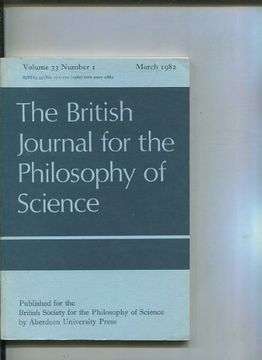 portada THE BRITISH JOURNAL FOR THE PHILOSOPHY OF SCIENCE. VOLUME 33 NUMBER 1.