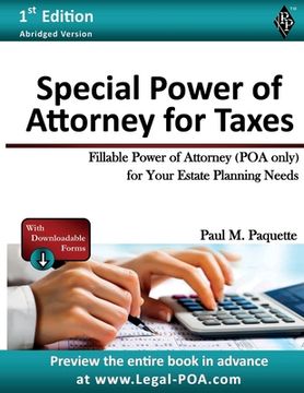 portada Special Power of Attorney for Taxes: Fillable Power of Attorney (POA Only) For Your Estate Planning Needs (en Inglés)