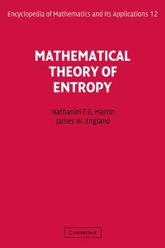 portada Mathematical Theory of Entropy (Encyclopedia of Mathematics and its Applications) (en Inglés)
