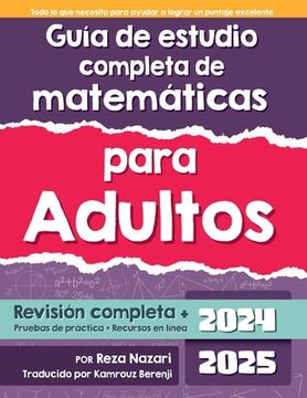 portada Guía de estudio completa de matemáticas para adultos: Revisión Completa + Pruebas de Práctica + Recursos en Línea