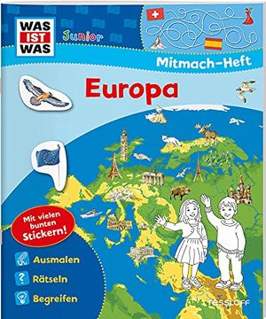 portada Was ist was Junior Mitmach-Heft. Europa. Spiele, Rätsel, Sticker (in German)